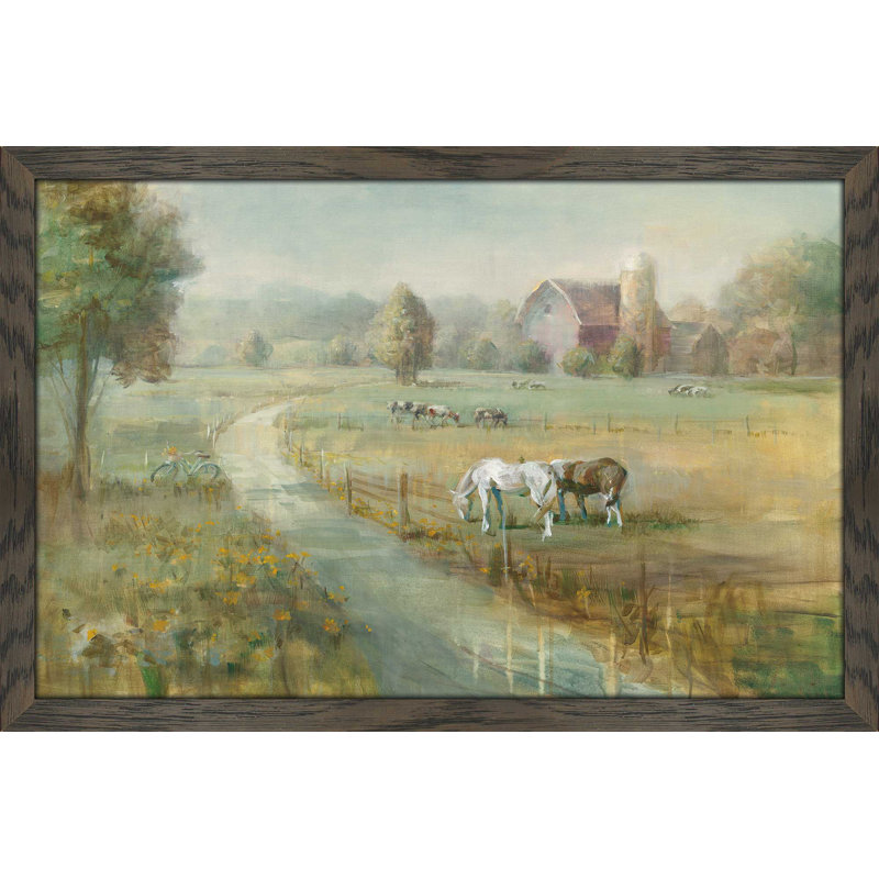 « tranquil farm », reproduction de peinture à l’acrylique, H 27,5 po x l 39,5 po x P 0,75 po
