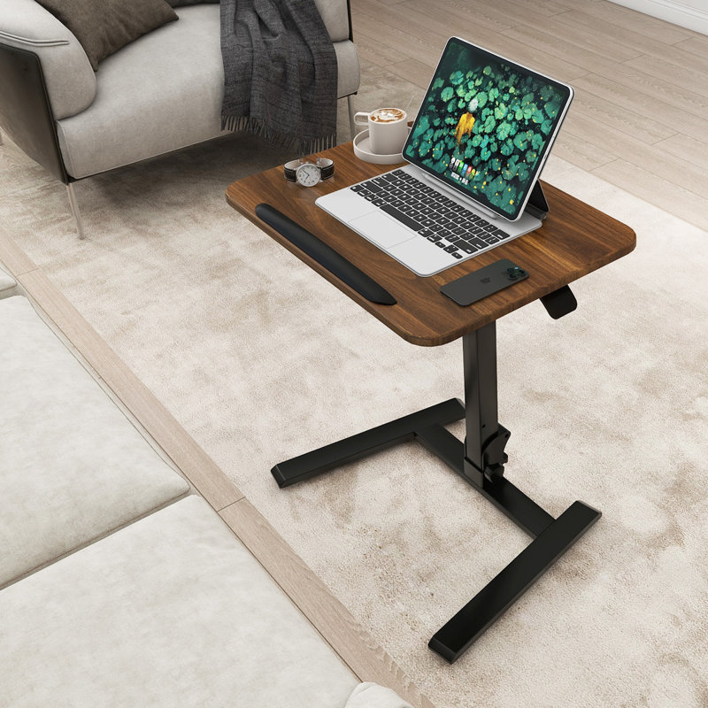 Table pliable pour ordinateur portable avec bouchons - roulettes inclinables à 90 °, Brun / Noir