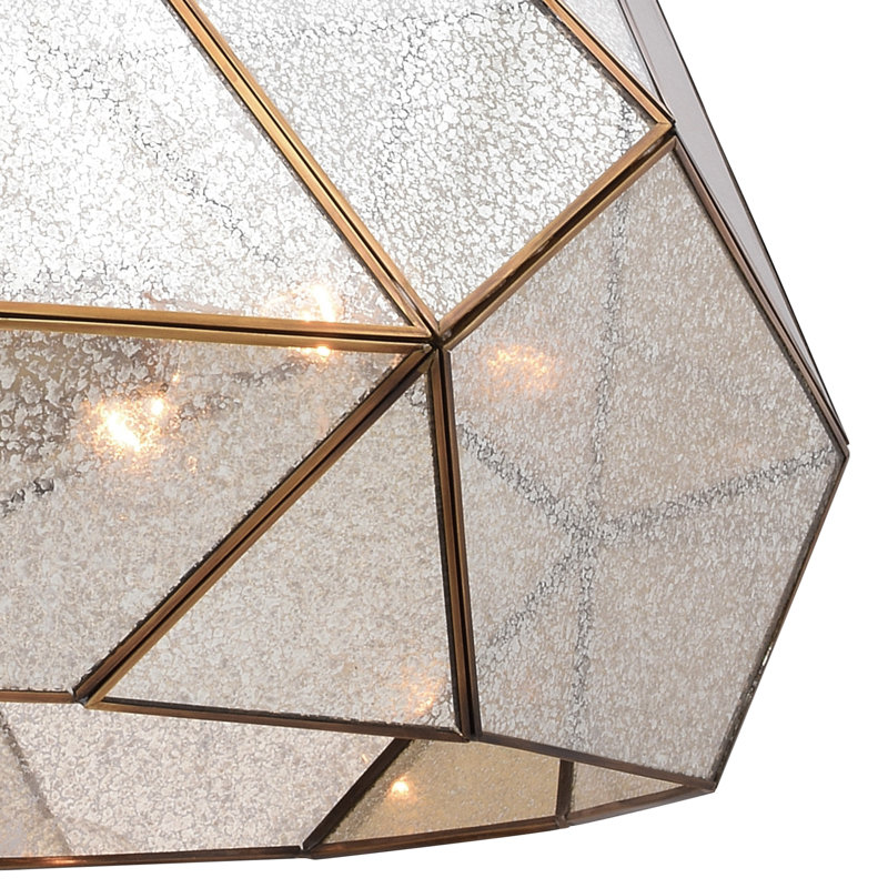 Euclid 24-Inch Aged Brass Drum Pendant Light with Mercury Glass