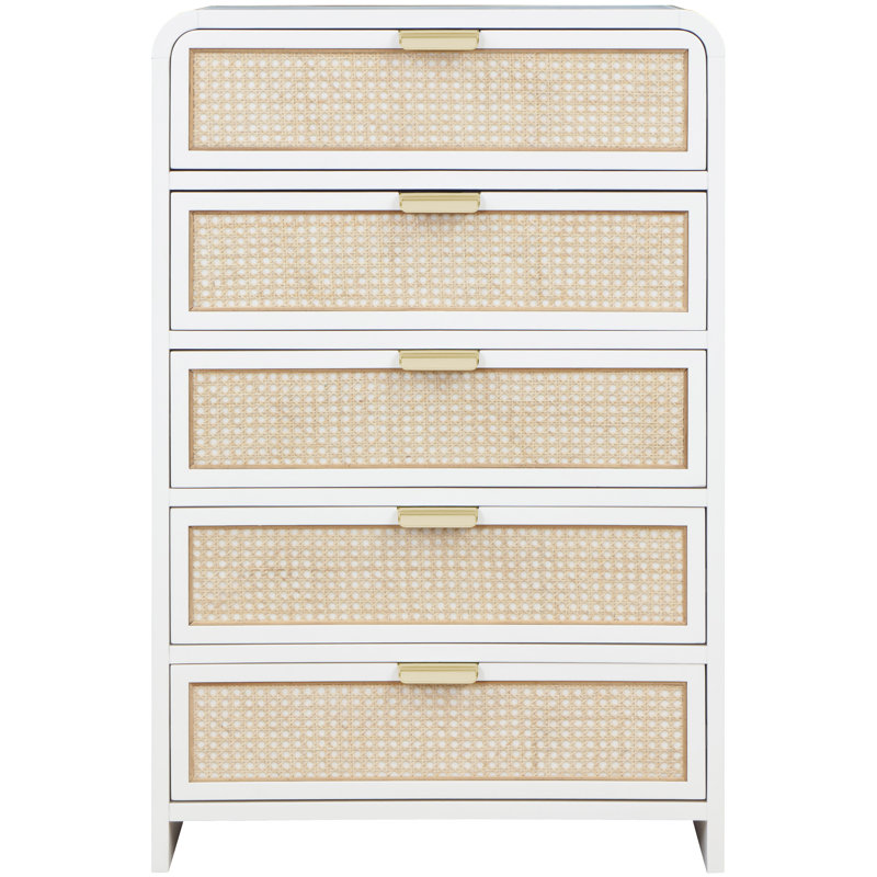 Commode 5 tiroirs Tico, Blanc