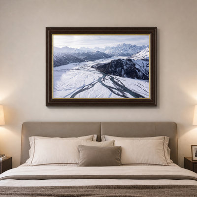 «Winding River Through Snowy Mountain Valley», art mural