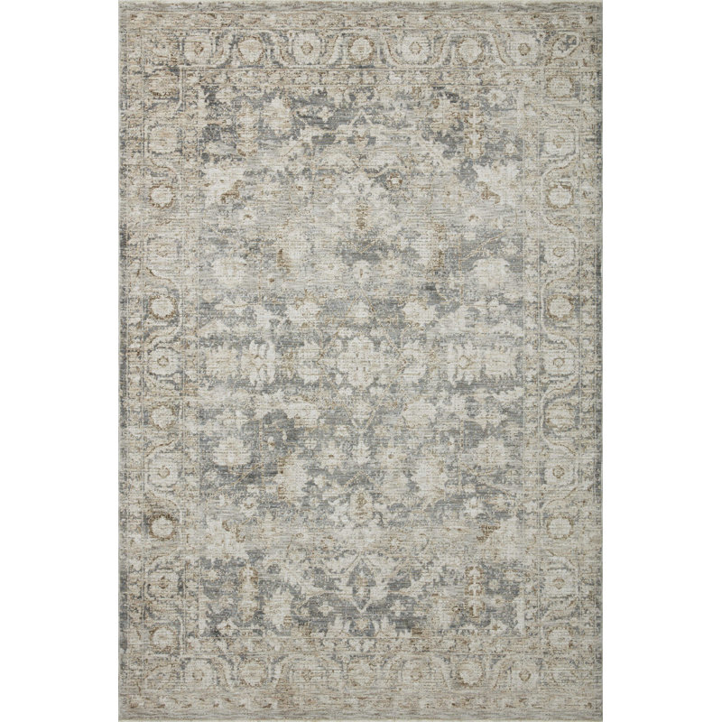 Amber Lewis x Loloi Honora Slate / Beige Area Rug, Rectangle 5'3" x 7'9"