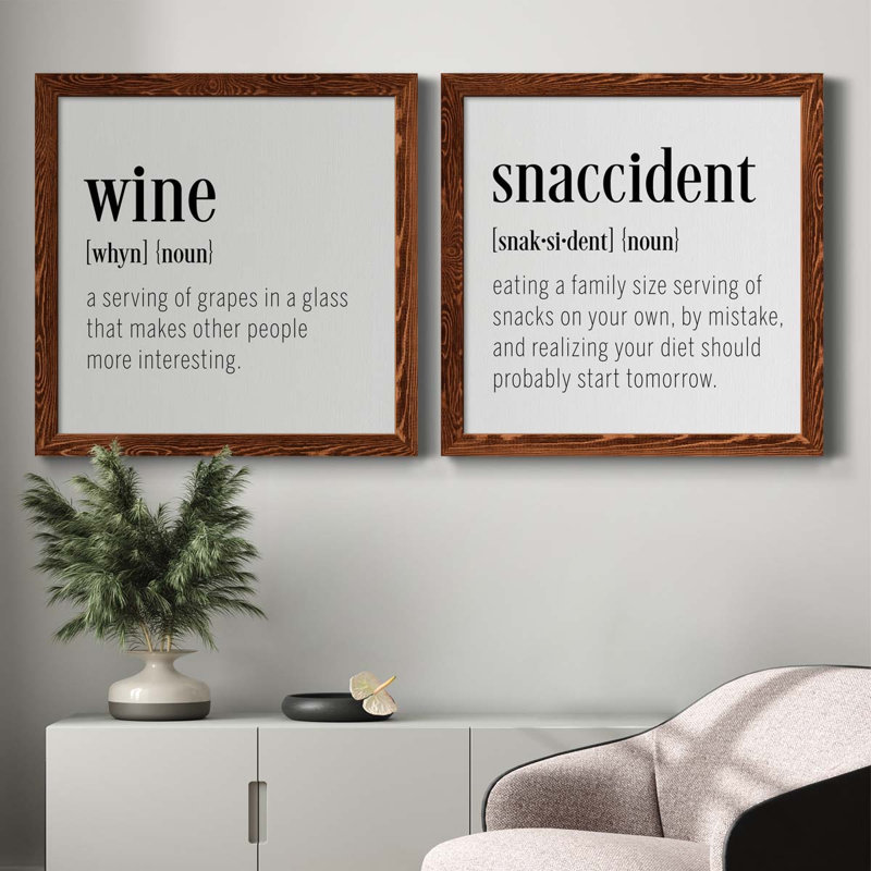 «Wine Définition», ensemble de 2 encadrements d'art textuel sur toile, Cadre en érable, H 31,5 po x l 63 po x P 1,5 po