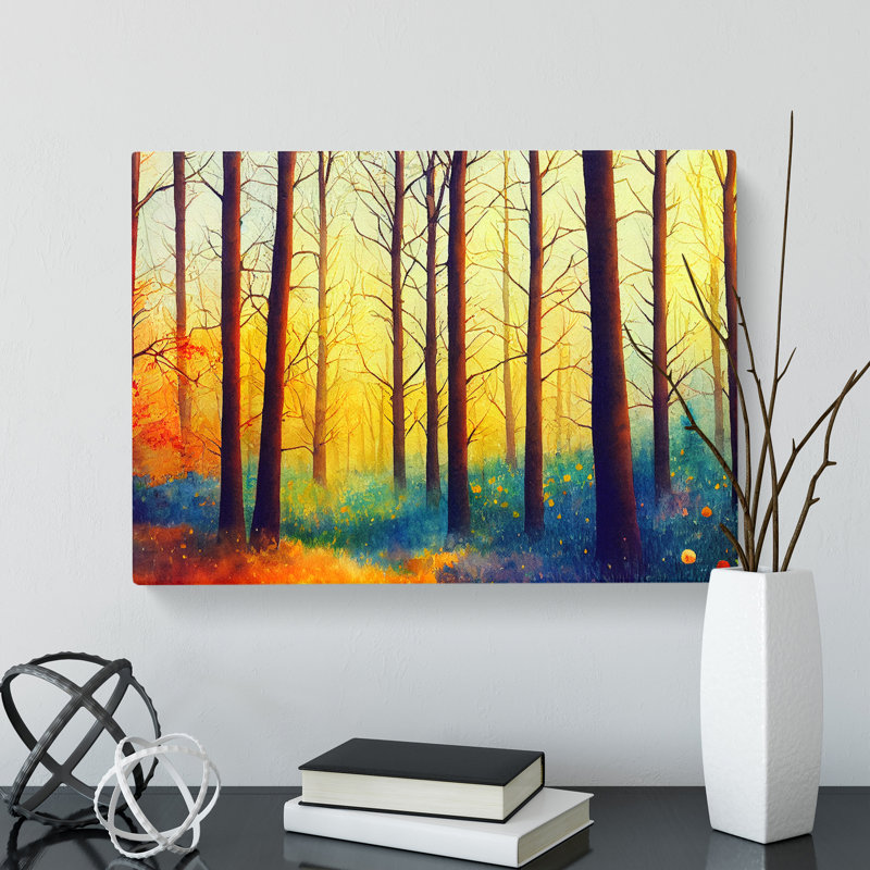 A Watercolour Spring Forest - Wrapped Canvas, 35cm H x 50cm W x 3cm D