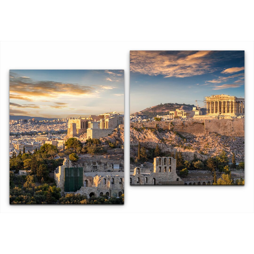 2-tlg. Leinwandbilder-Set Athen