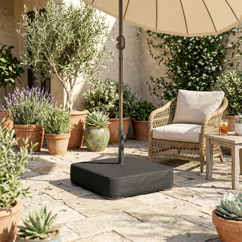 Base de parasol remplie de sable de 176 lb pour des poteaux de 1,9 po, noir