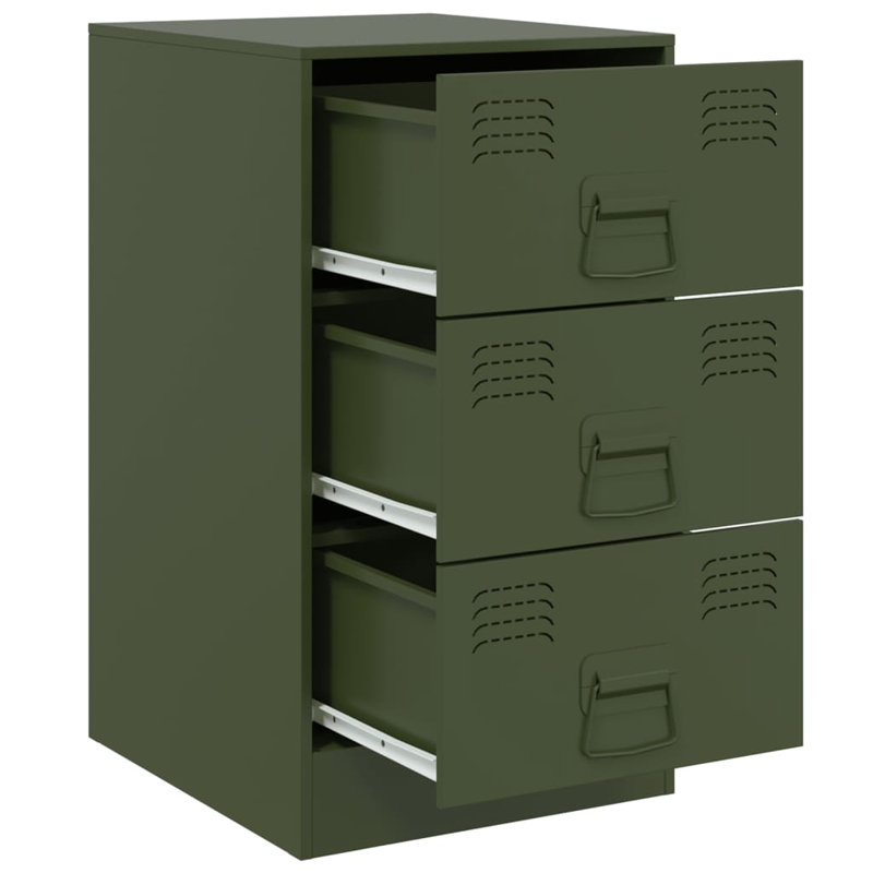 Raineri 34.5cm W Steel Bedside Table, Set of 2, Olive Green
