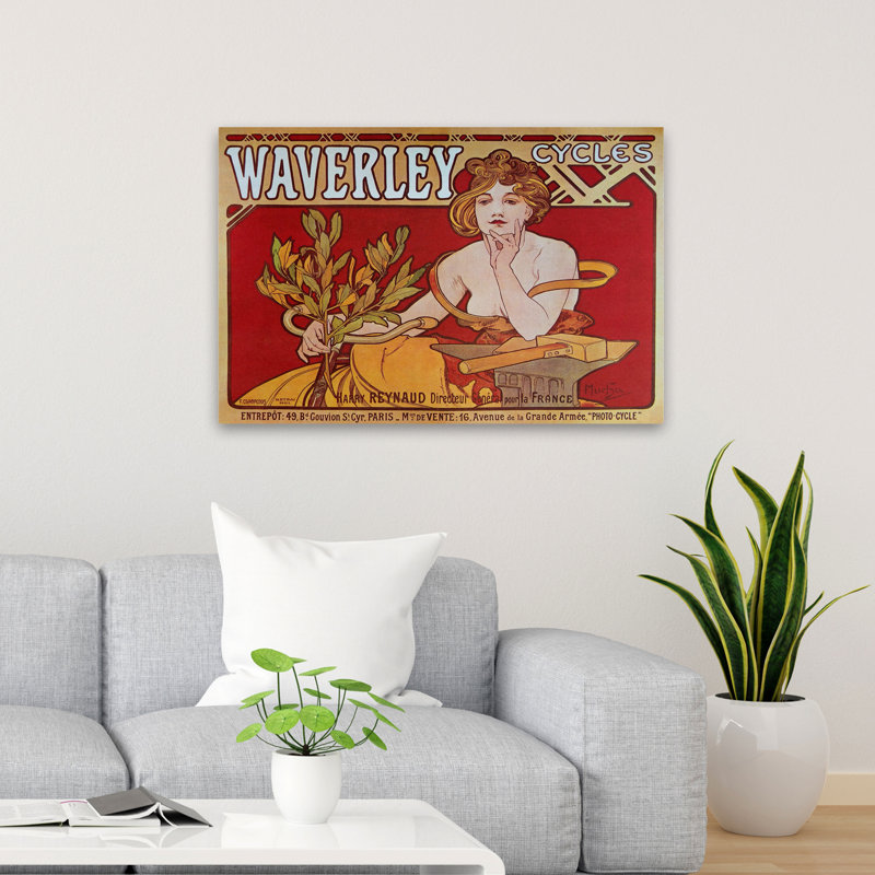 Waverly Cycles Paris, 1898 - Publicité rétro sur musée, art à bicyclettes, H 36 po x l 24 po