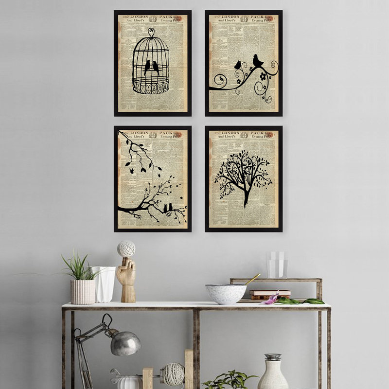 Élégant ensemble de peintures décoratives encadrées (4 pièces), 9,4 po x 11,4 po chacune | 100% panneau de fibres à densité moyenne avec épaisseur de 0,8 pouce, cadre 100% plastique | Parfait pour la décoration intérieure, le salon et les espaces de bureau, collection d'œuvres d'art vibrantes