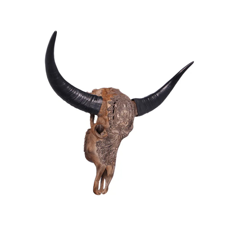 Bull Skull Life Size Statue, Brown