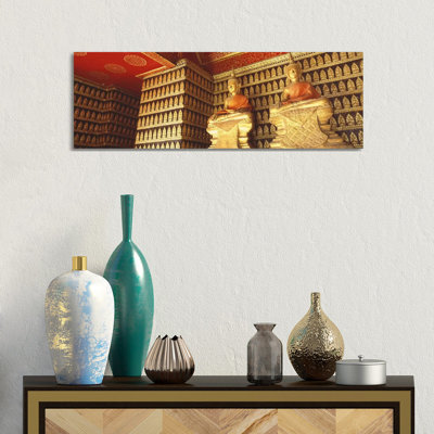 Buddhas Wat Xien Thong Luang Prabang Laos - Wrapped Canvas Panoramic Print