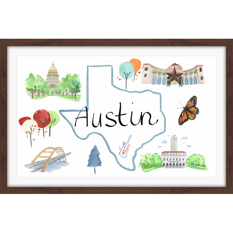 « austin sites », reproduction d’art encadrée, H 12 po x l 18 po x P 1,5 po