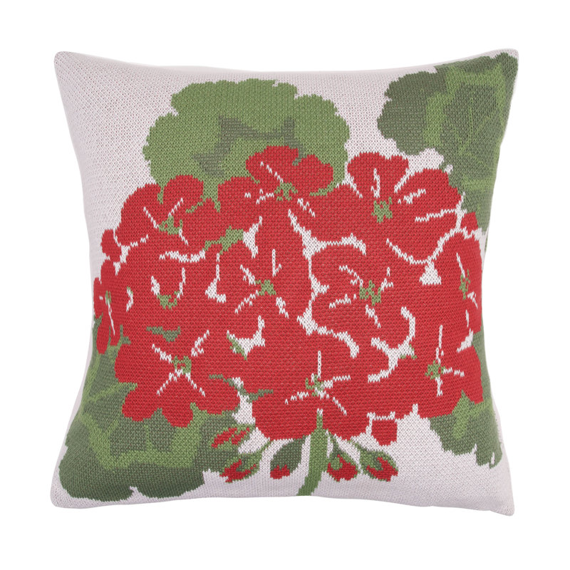 Red Geranium Indoor/Outdoor Knit Pillow