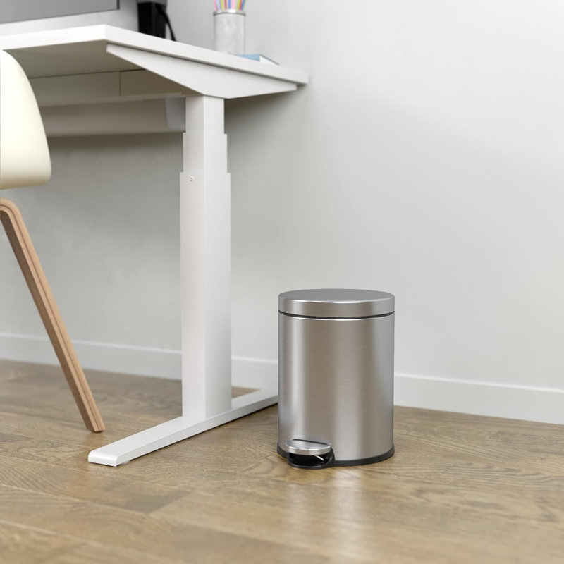 Stainless Steel 1.3 Gallon Round Step Trash Can with Odor Filter