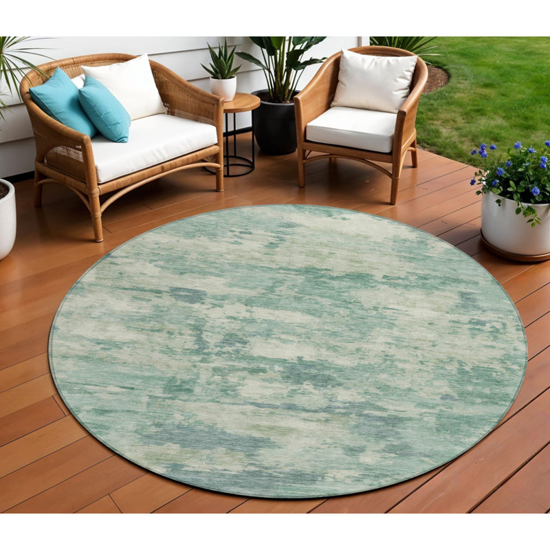 Tapis extérieur lavable abstrait bleu sarcelle 8 pi