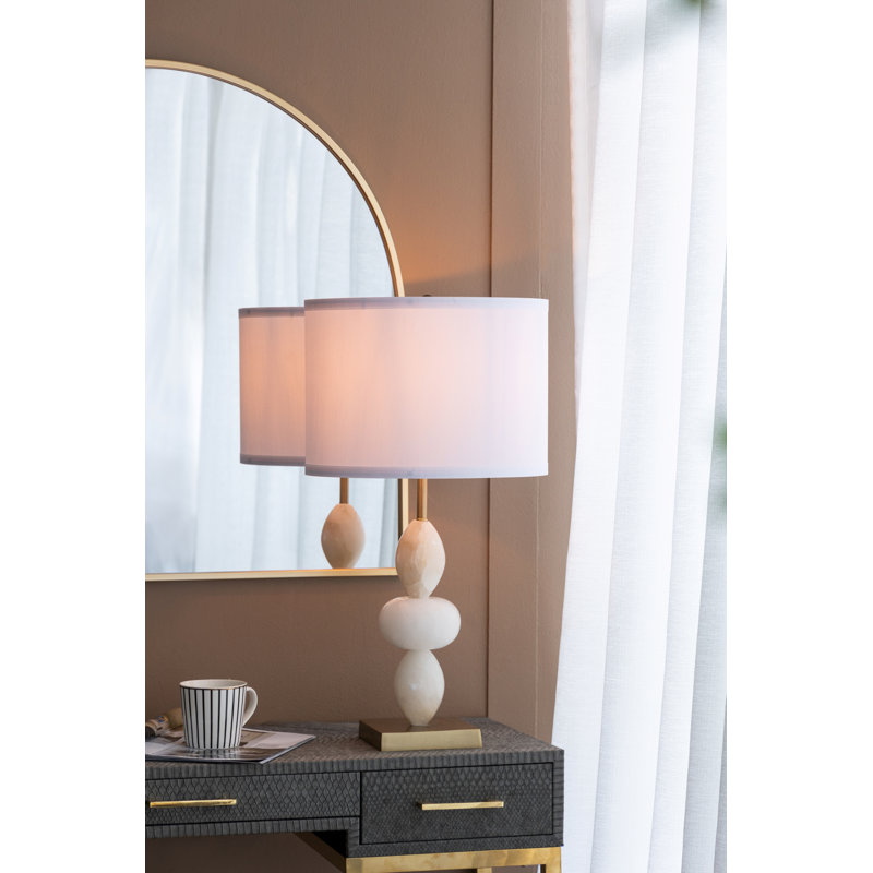 Lampe de table ronde à trois niveaux avec abat-jour tambour D14x26