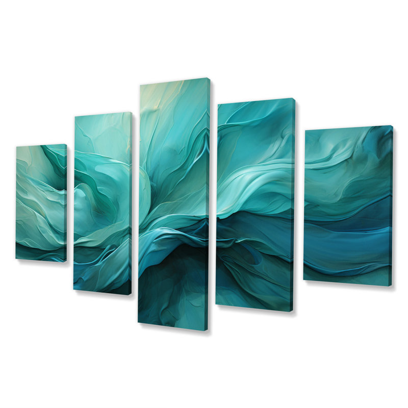 Turquoise Tranquility V - 5 pièces sur toile tendue