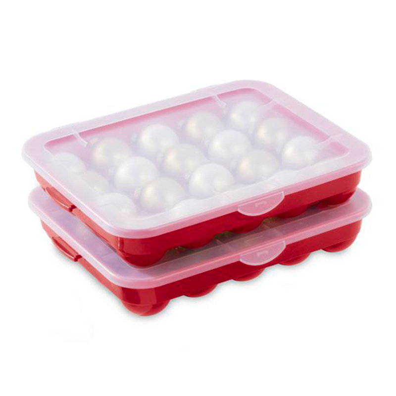Sterilite 20 Compartment 3 Inch Ornament Storage Case with Lid, Red (12 Pack)
