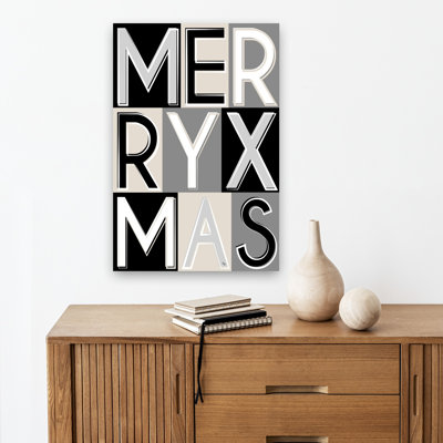 Elegant Merry Christmas Elegant Geometric Modern Wall Art Print 1 Piece Wrapped Canvas Wall Art