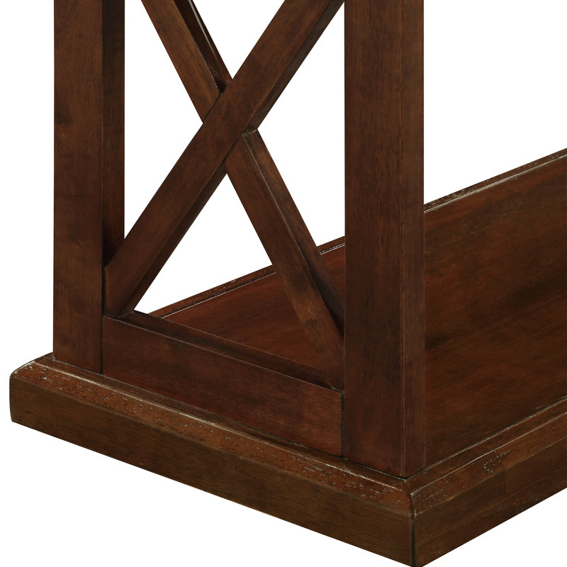 Arthella 3-Tier X-Design Console Entryway Sofa Table With Shelves, Espresso Top/Espresso Base