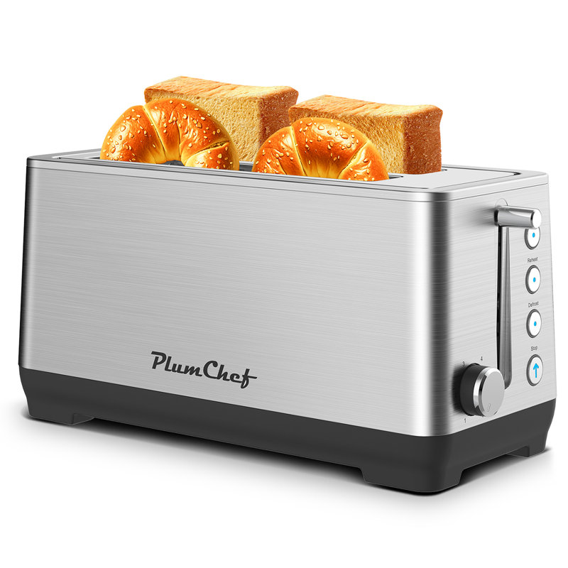 4-slice Extra Wide Long Slot Toaster – 6 Browning Settings, Bagel/defrost/reheat Functions & Removable Crumb Tray For Kitchen Home Family Breakfast