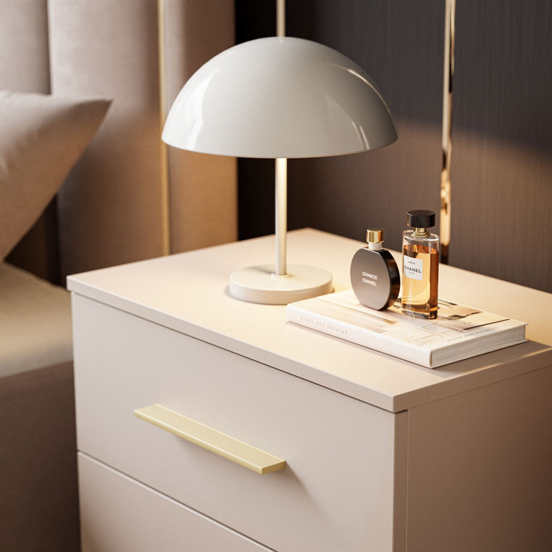 2 Drawer Catrien Bedside Table, Cashmere/Matte Gold