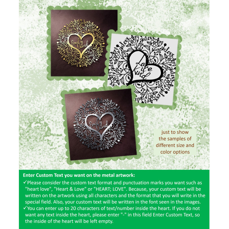 Cœur et amour, décoration murale en métal sur mesure, cadeau personnel pour la Saint-Valentin et mariage, Oui, Or brillant