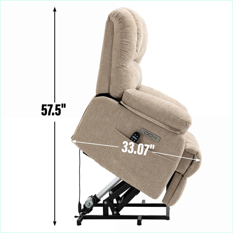 Fauteuil inclinable électrique Chenille avec massage par vibration 8 points et chauffage lombaire, Beige