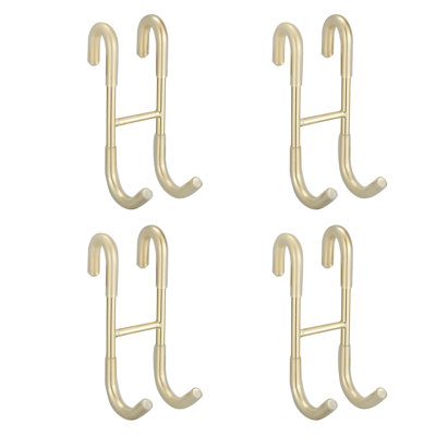Frameless J-Hook Robe/Towel Hook Bathroom Towel Shower Glass Door Hook Stainless Steel Robe Hook In Brushed Gold 4-Pack