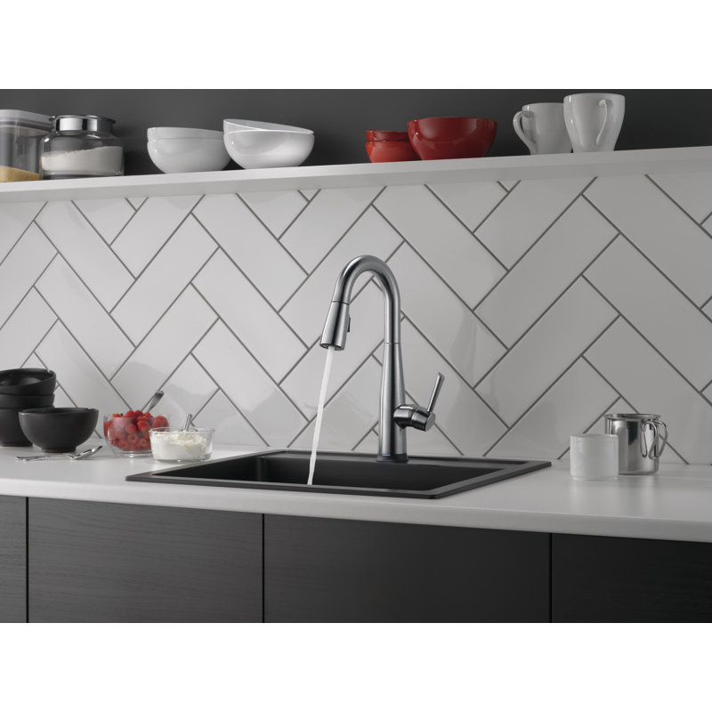 Essa Pull Down Sprayer Touch Bar Faucet, Single Handle Touch Prep Sink Faucet, Arctic Stainless