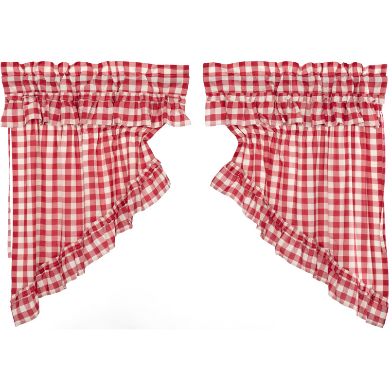 Annie Buffalo Check Plaid Cotton Swag 72" Window Valance, Red