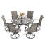 Ensemble de salle à manger d'extérieur à grande table ronde 7 pièces avec chaises pivotantes