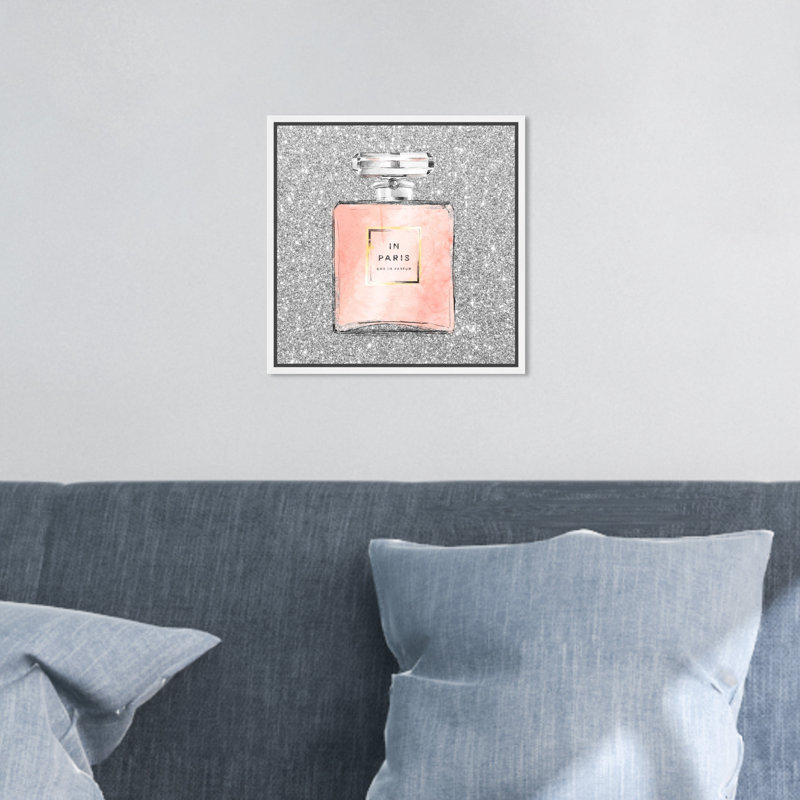 «Paris Glitter Spring, Paris Glitter Perfume», impression sur toile gris moderne pour le bain, H 13 po x l 13 po