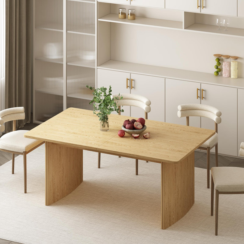 Masyn 71-86"Extendable Rectangular Dining Table Solid Wood, Natural
