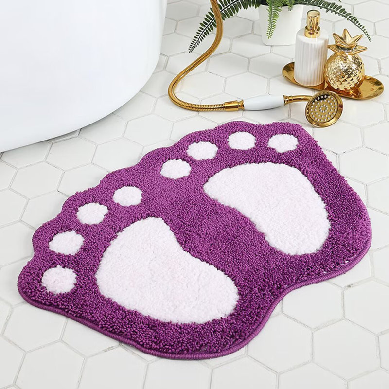 Winston Porter Bathroom Rugs Mats Water Absorbent Non-Slip Mat for Bathroom Shower Room Soft Bath Mat, 26" L x 18" W, Purple