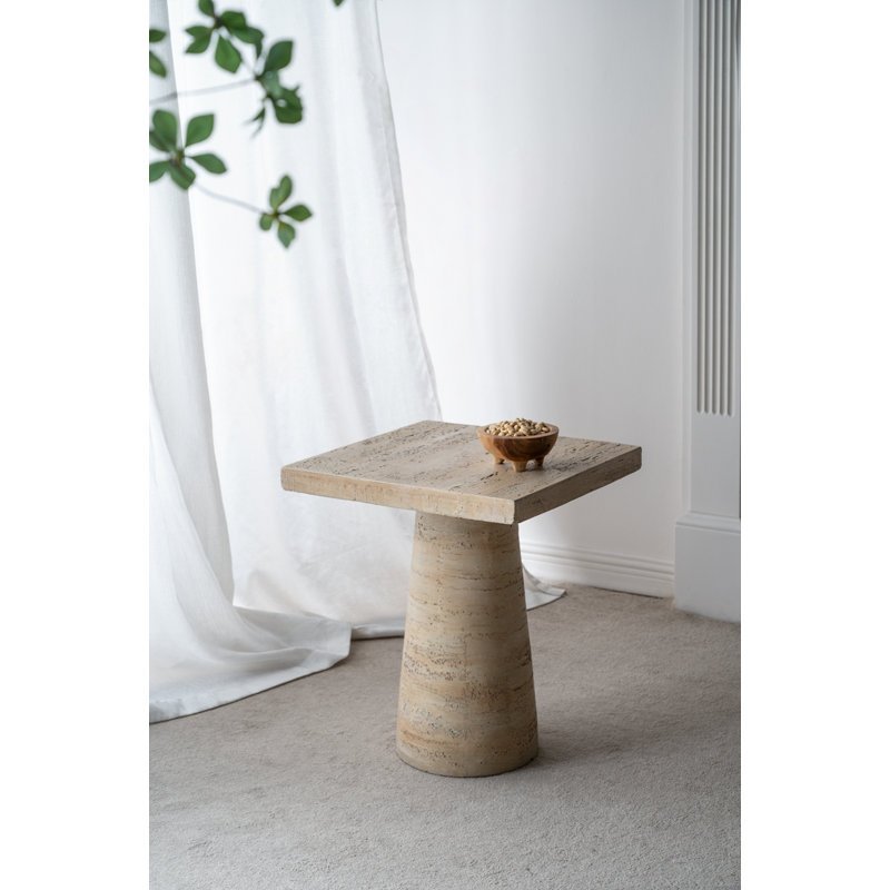 Table d'appoint carrée à piédestal crème
