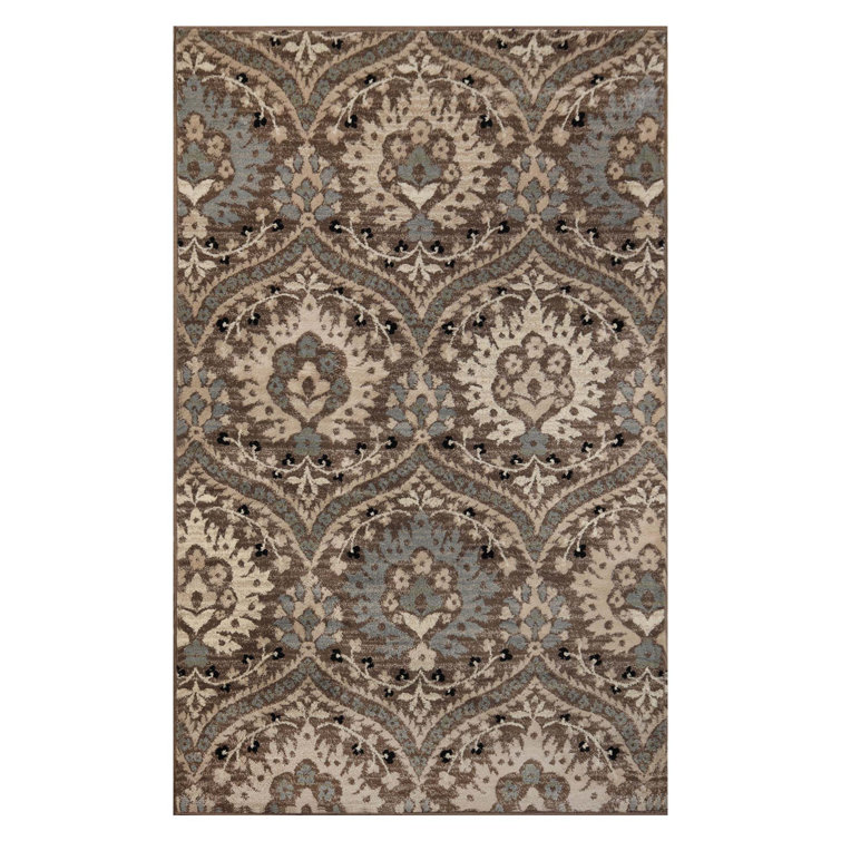 Tapis damassé bleu clair Fanrum