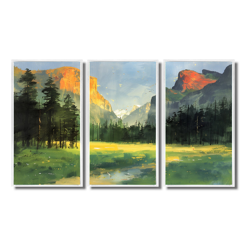 Ensemble de décorations murales Yosemite National Park Forest Landscape I - Landscape Mountains, H 32 po x l 48 po x P 1 po