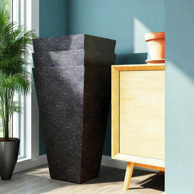 Durable Stackable Planters, Polypropylene Material, Modern Marble Design, For Indoor And Outdoor Use