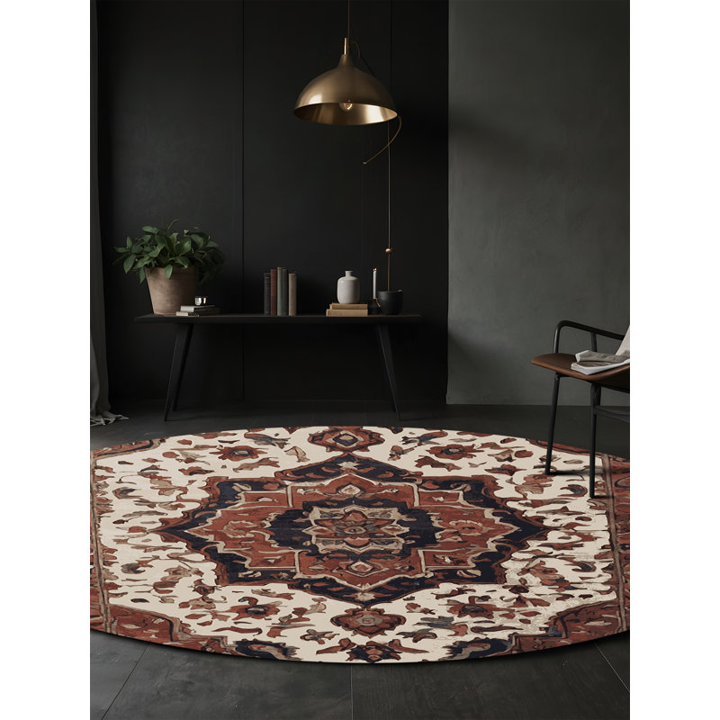 Tapis brun lavable à la machine, Rond 6 pi