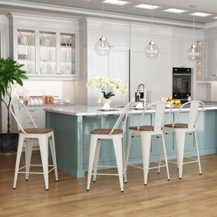 Burney Counter Stool with Metal Frame (Set of 4)