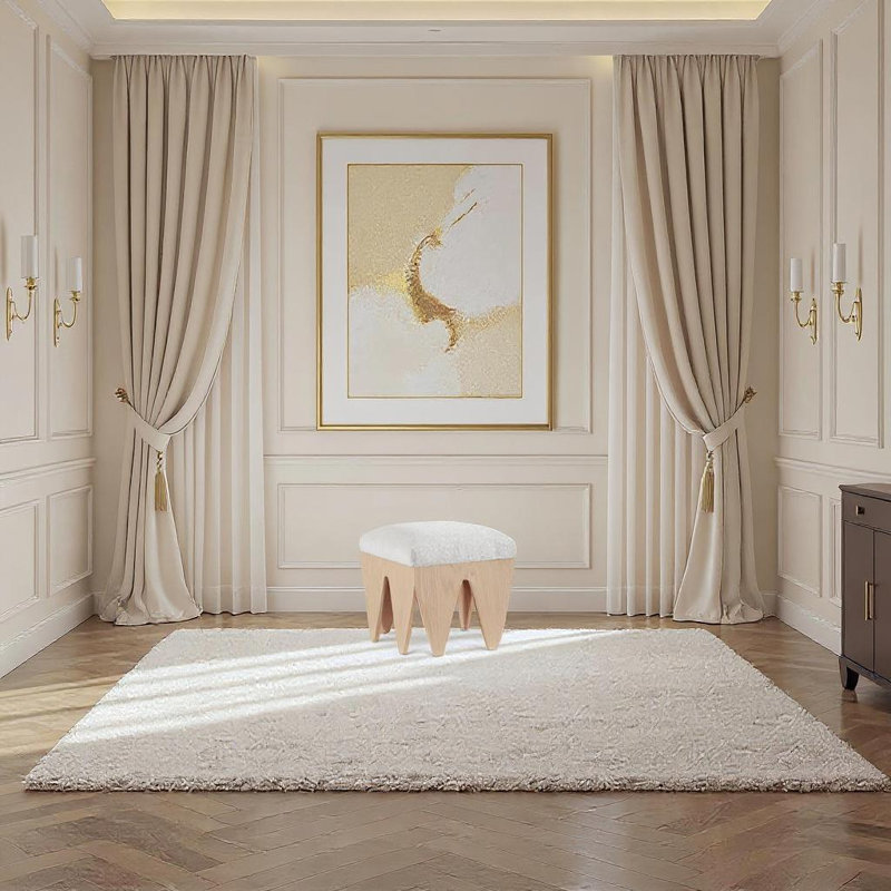 Banc en tissu Altair, Naturel, Velours crème