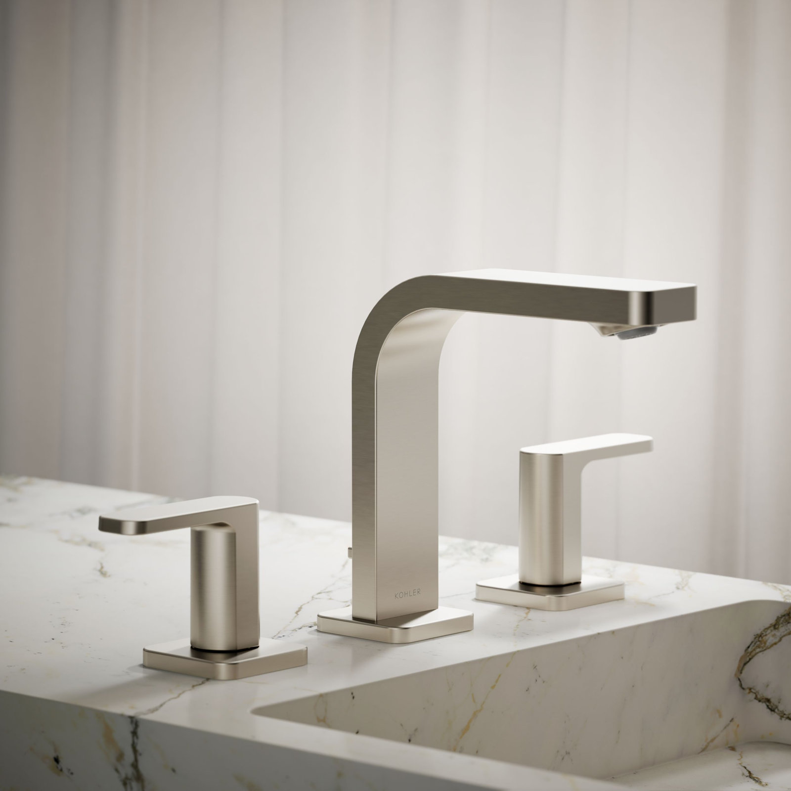 Parallel Widespread Bathroom Faucet, Vibrant Brushed Nickel, 1.2 GPM