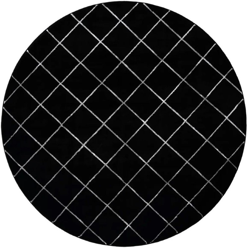 Contemporary Etowah Rug Black and Silver Color, Round 10'