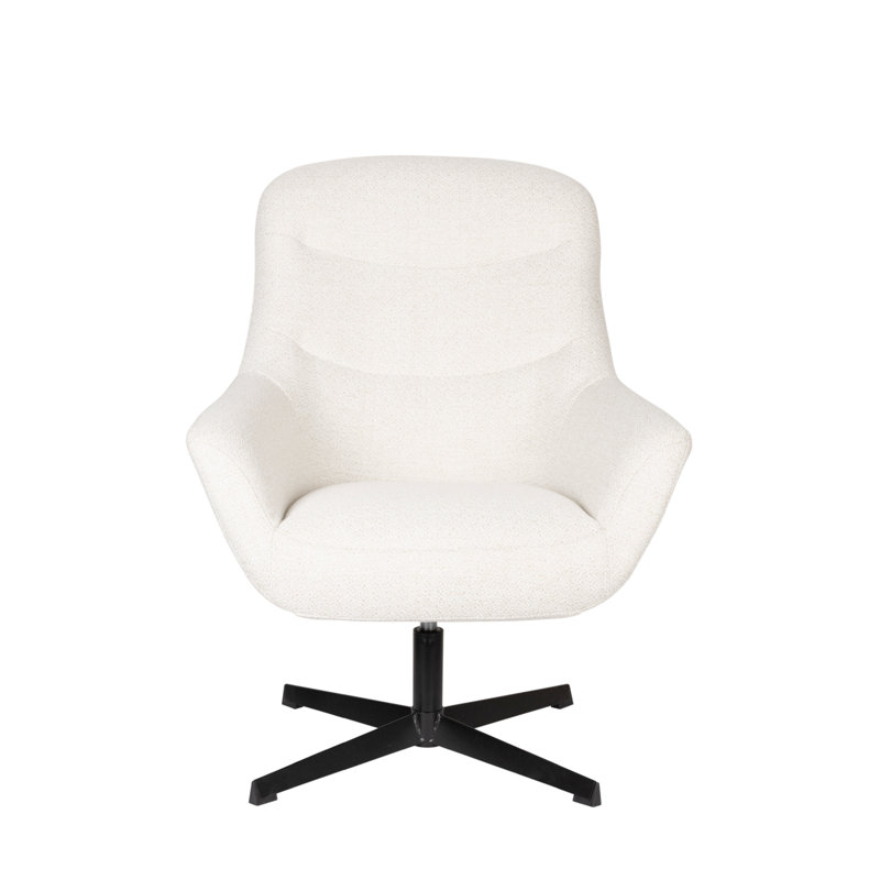 Yuki Swivel Lounge Chair, White Polyester