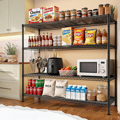 Étagère de rangement robuste et réglable en métal à 4 niveaux, capacité de charge de 800 lb, résistante à la rouille pour garage garde-manger, cuisine 120 * 45 * 160 cm