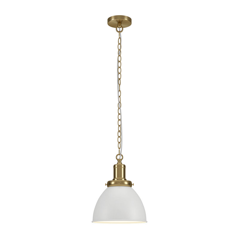 Elodie 1 - Light Brass Dome Pendant, 88" H x 5.13" W x 5.13" D, White