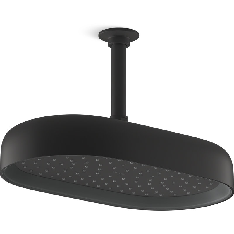 Pomme de douche ronde à fixation murale ou au plafond à fonction unique 14 po 2,5 GPM, Noir mat
