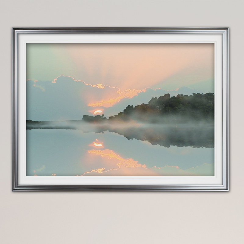 Cove coucher de soleil, H 30 po x l 40 po x P 1,5 po, Cadre argenté