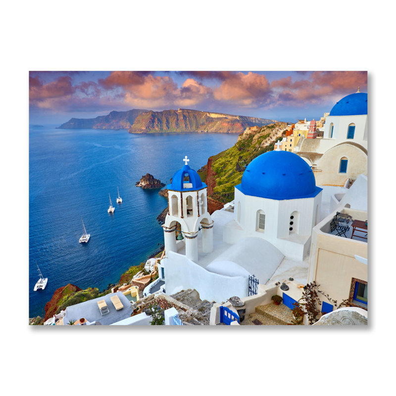 Escape to Santorini - photographie, H 16 po x l 20 po x P 1,5 po, Métal